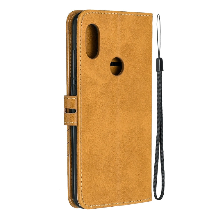 For Xiaomi Redmi Note 6 Stitching Style 2-Color Cow Texture Horizontal Flip PU Leather Case with Holder & Card Slot & Lanyard