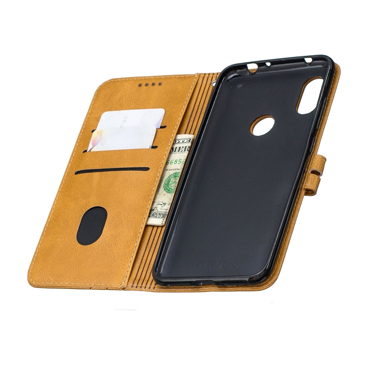 For Xiaomi Redmi Note 6 Stitching Style 2-Color Cow Texture Horizontal Flip PU Leather Case with Holder & Card Slot & Lanyard
