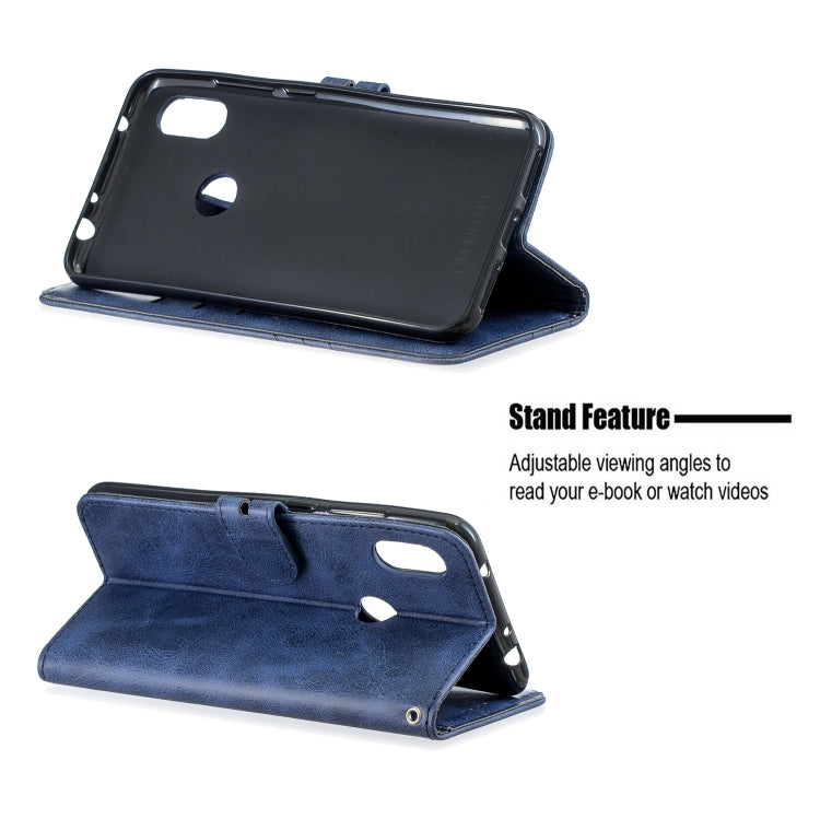 For Xiaomi Redmi Note 6 Stitching Style 2-Color Cow Texture Horizontal Flip PU Leather Case with Holder & Card Slot & Lanyard