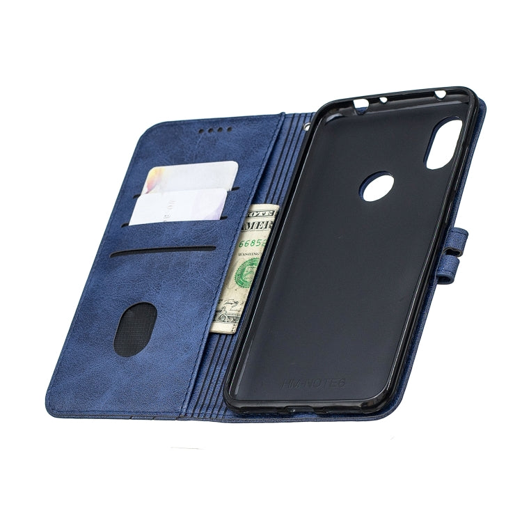 For Xiaomi Redmi Note 6 Stitching Style 2-Color Cow Texture Horizontal Flip PU Leather Case with Holder & Card Slot & Lanyard