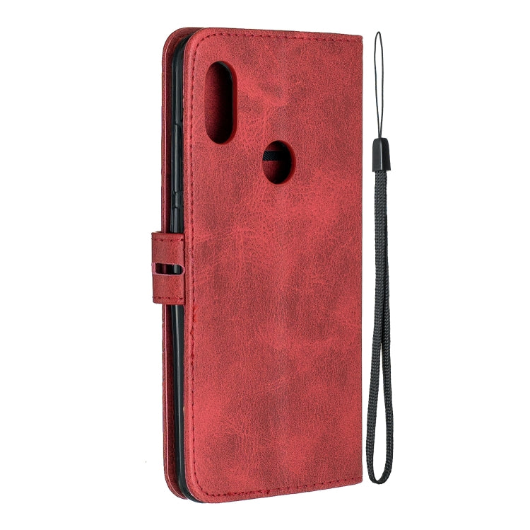 For Xiaomi Redmi Note 6 Stitching Style 2-Color Cow Texture Horizontal Flip PU Leather Case with Holder & Card Slot & Lanyard