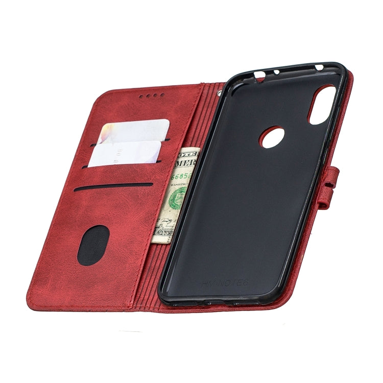 For Xiaomi Redmi Note 6 Stitching Style 2-Color Cow Texture Horizontal Flip PU Leather Case with Holder & Card Slot & Lanyard