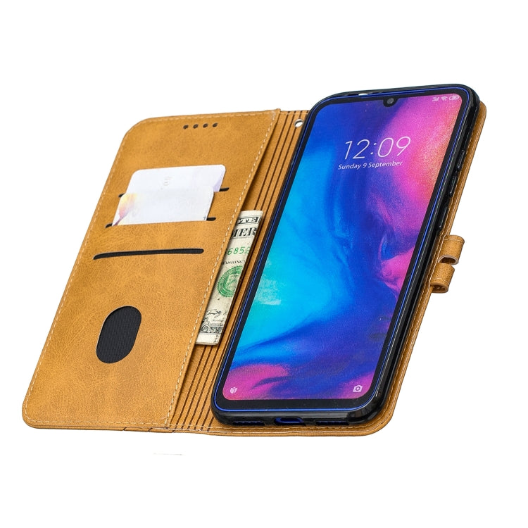 For Xiaomi Redmi Note 7 Stitching Style 2-Color Cow Texture Horizontal Flip PU Leather Case with Holder & Card Slot & Lanyard