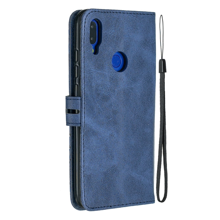 For Xiaomi Redmi Note 7 Stitching Style 2-Color Cow Texture Horizontal Flip PU Leather Case with Holder & Card Slot & Lanyard
