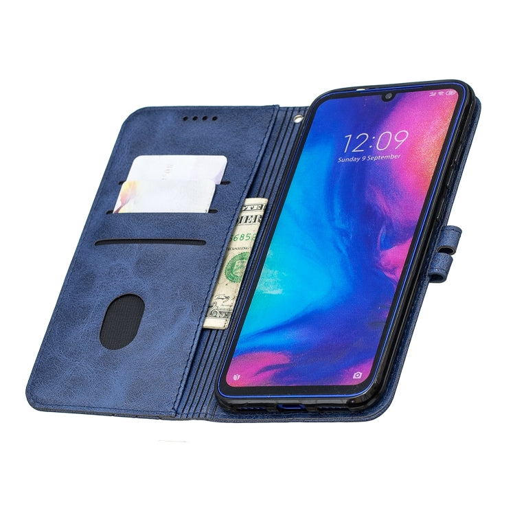 For Xiaomi Redmi Note 7 Stitching Style 2-Color Cow Texture Horizontal Flip PU Leather Case with Holder & Card Slot & Lanyard