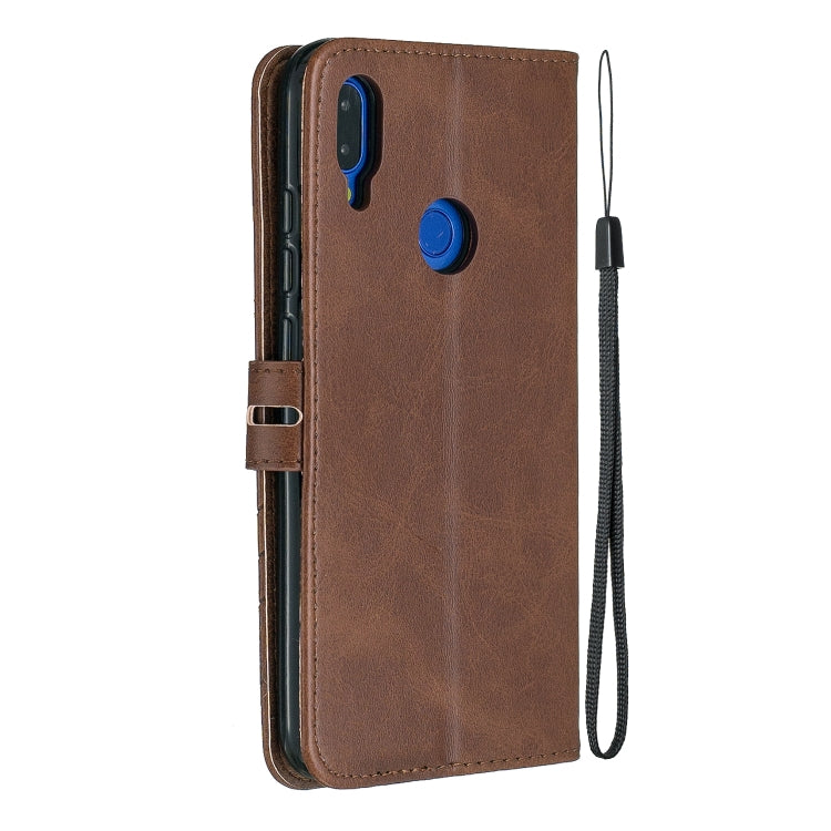 For Xiaomi Redmi Note 7 Stitching Style 2-Color Cow Texture Horizontal Flip PU Leather Case with Holder & Card Slot & Lanyard
