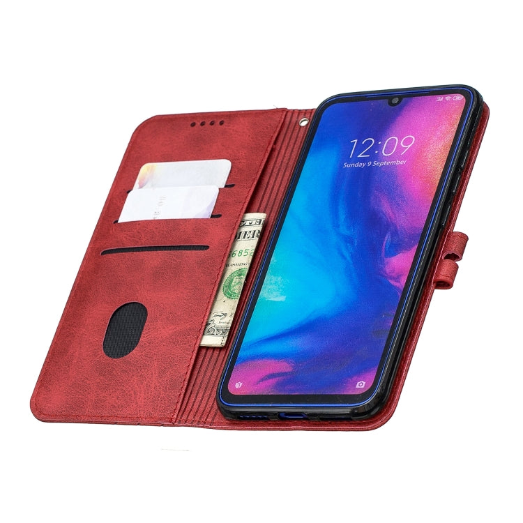 For Xiaomi Redmi Note 7 Stitching Style 2-Color Cow Texture Horizontal Flip PU Leather Case with Holder & Card Slot & Lanyard