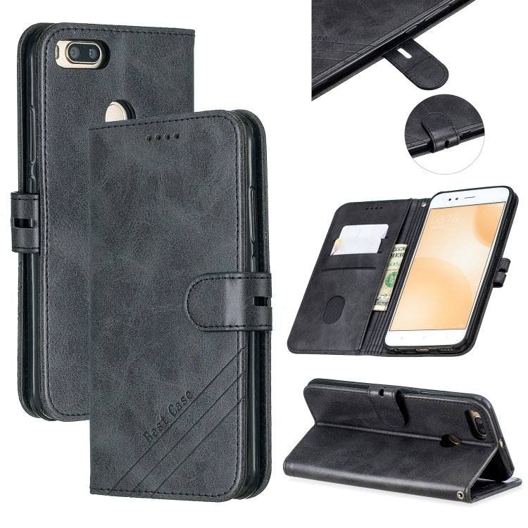 For Xiaomi Mi 5X Stitching Style 2-Color Cow Texture Horizontal Flip PU Leather Case with Holder & Card Slot & Lanyard