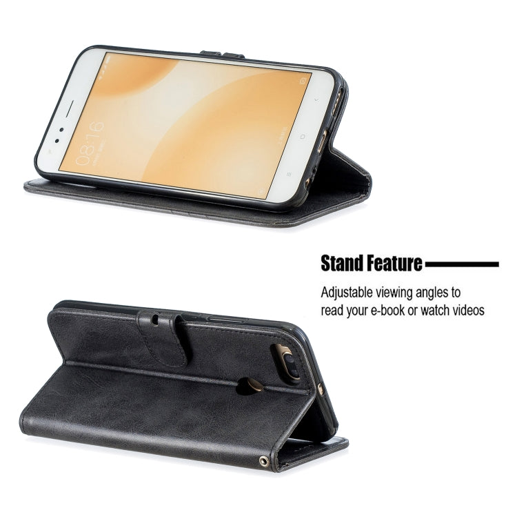 For Xiaomi Mi 5X Stitching Style 2-Color Cow Texture Horizontal Flip PU Leather Case with Holder & Card Slot & Lanyard