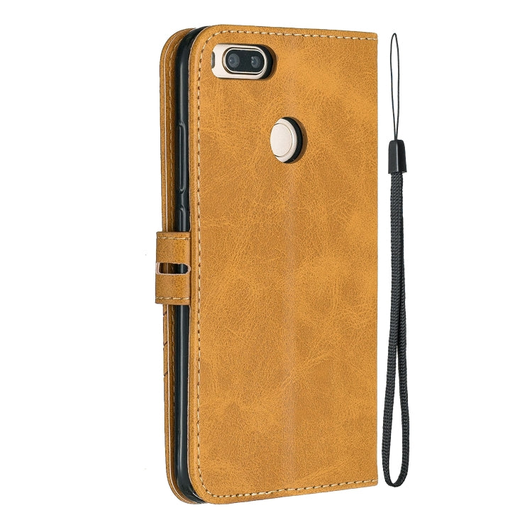 For Xiaomi Mi 5X Stitching Style 2-Color Cow Texture Horizontal Flip PU Leather Case with Holder & Card Slot & Lanyard