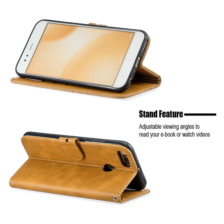 For Xiaomi Mi 5X Stitching Style 2-Color Cow Texture Horizontal Flip PU Leather Case with Holder & Card Slot & Lanyard