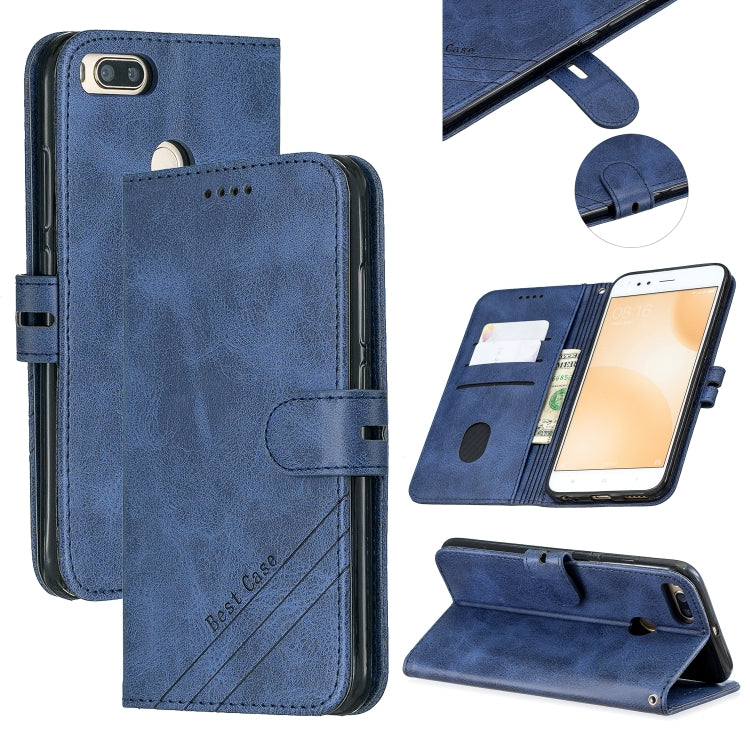 For Xiaomi Mi 5X Stitching Style 2-Color Cow Texture Horizontal Flip PU Leather Case with Holder & Card Slot & Lanyard