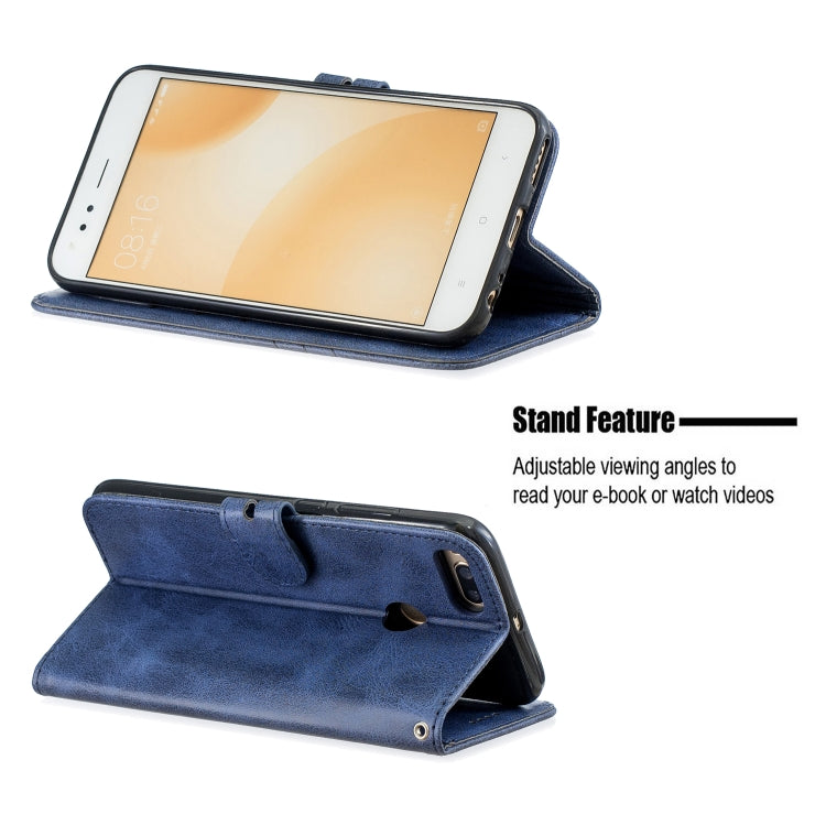 For Xiaomi Mi 5X Stitching Style 2-Color Cow Texture Horizontal Flip PU Leather Case with Holder & Card Slot & Lanyard