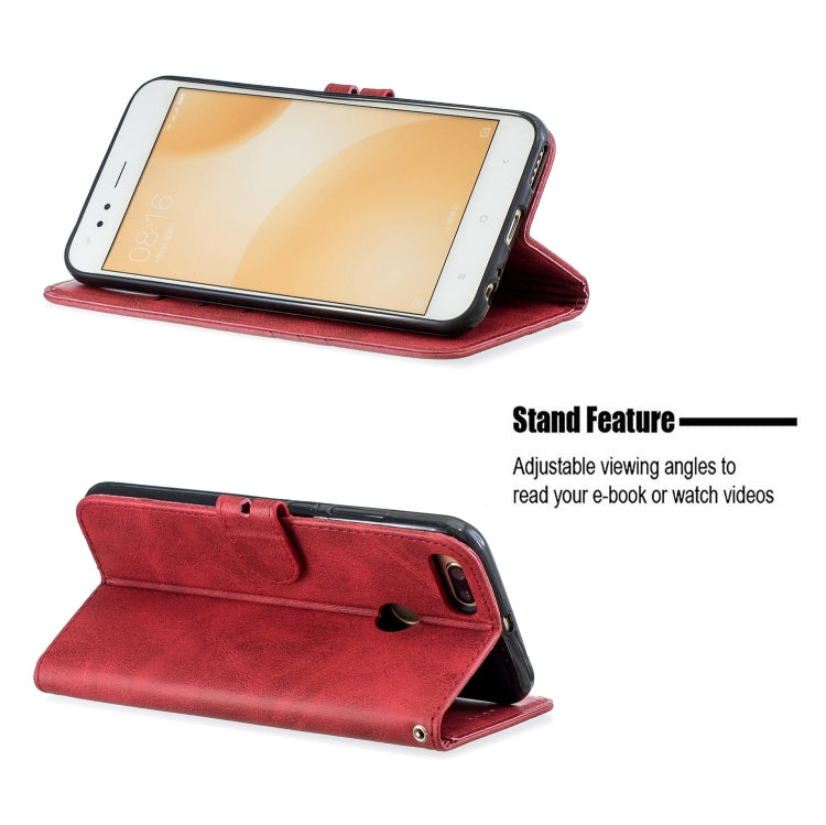 For Xiaomi Mi 5X Stitching Style 2-Color Cow Texture Horizontal Flip PU Leather Case with Holder & Card Slot & Lanyard