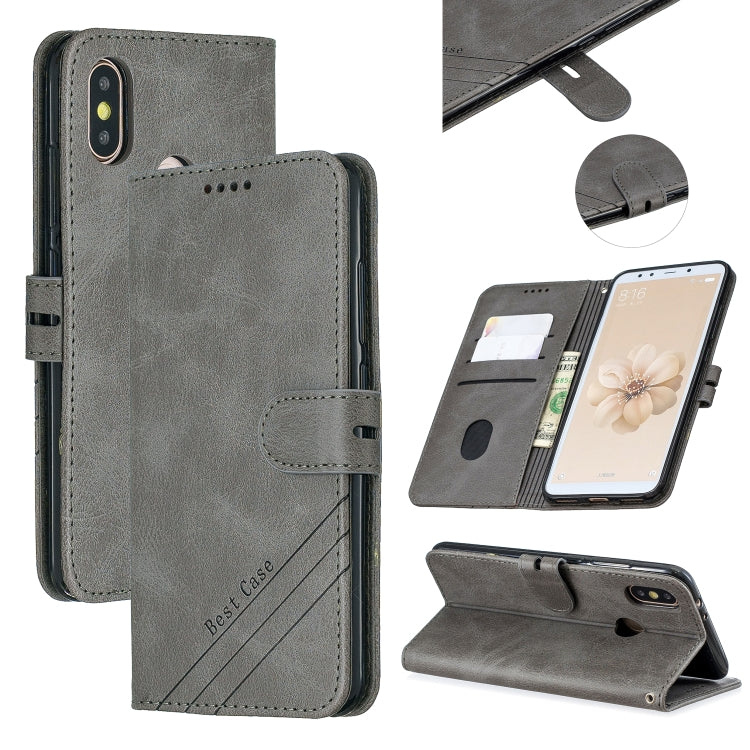 For Xiaomi Mi 6X / A2 Stitching Style 2-Color Cow Texture Horizontal Flip PU Leather Case with Holder & Card Slot & Lanyard