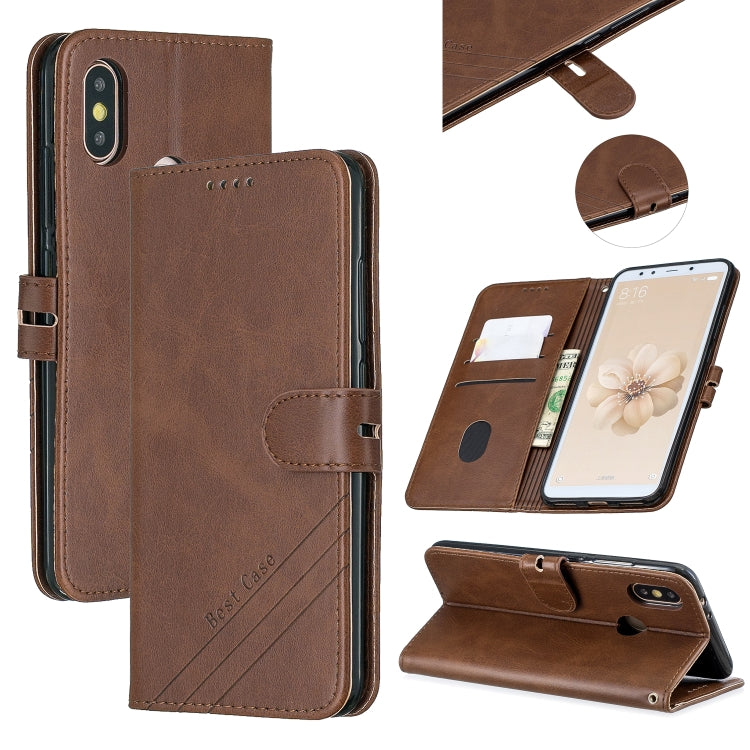 For Xiaomi Mi 6X / A2 Stitching Style 2-Color Cow Texture Horizontal Flip PU Leather Case with Holder & Card Slot & Lanyard