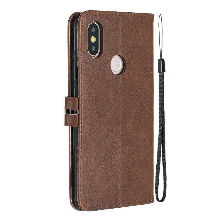 For Xiaomi Mi 6X / A2 Stitching Style 2-Color Cow Texture Horizontal Flip PU Leather Case with Holder & Card Slot & Lanyard