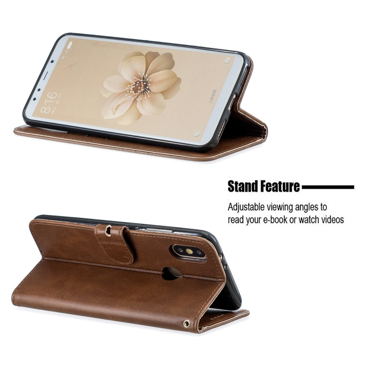 For Xiaomi Mi 6X / A2 Stitching Style 2-Color Cow Texture Horizontal Flip PU Leather Case with Holder & Card Slot & Lanyard