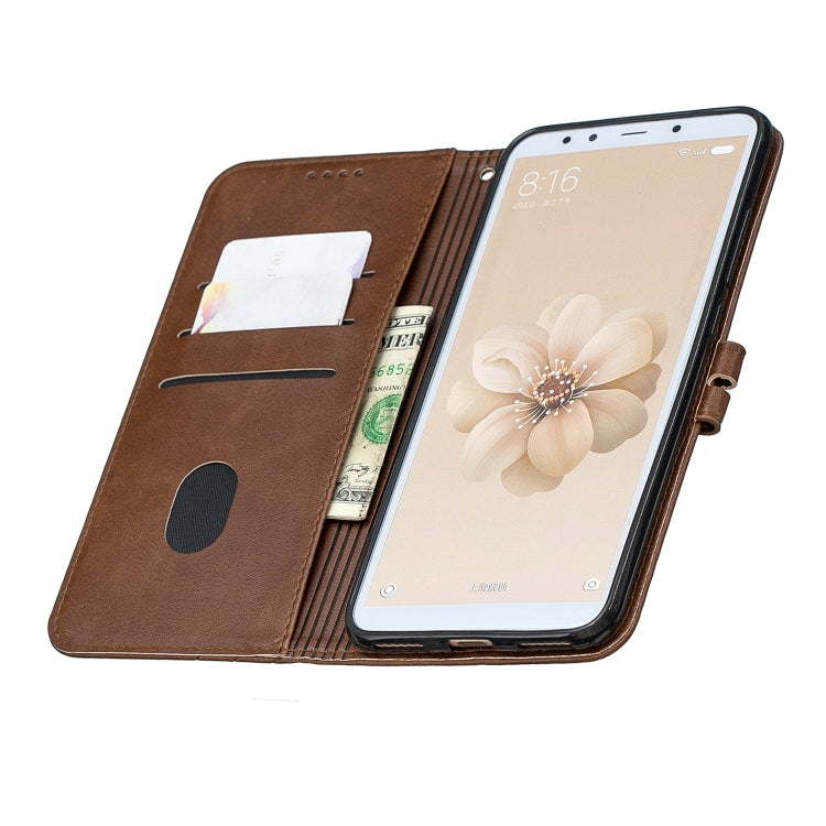 For Xiaomi Mi 6X / A2 Stitching Style 2-Color Cow Texture Horizontal Flip PU Leather Case with Holder & Card Slot & Lanyard