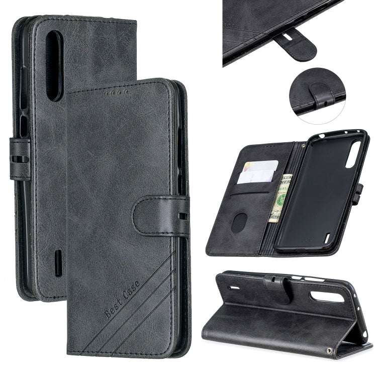 For Xiaomi Mi CC9e Stitching Style 2-Color Cow Texture Horizontal Flip PU Leather Case with Holder & Card Slot & Lanyard