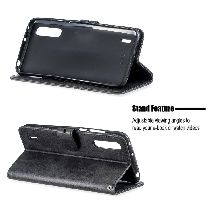 For Xiaomi Mi CC9e Stitching Style 2-Color Cow Texture Horizontal Flip PU Leather Case with Holder & Card Slot & Lanyard