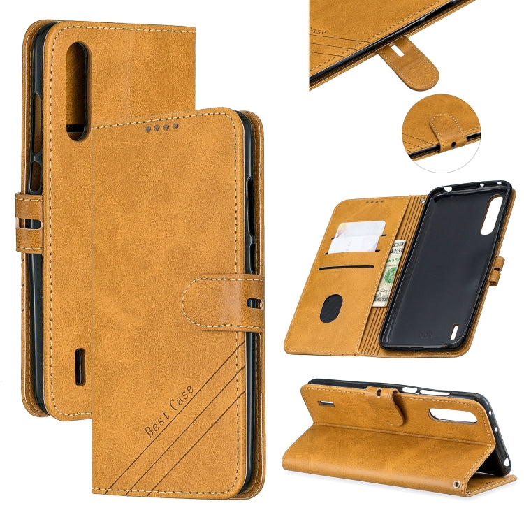 For Xiaomi Mi CC9e Stitching Style 2-Color Cow Texture Horizontal Flip PU Leather Case with Holder & Card Slot & Lanyard
