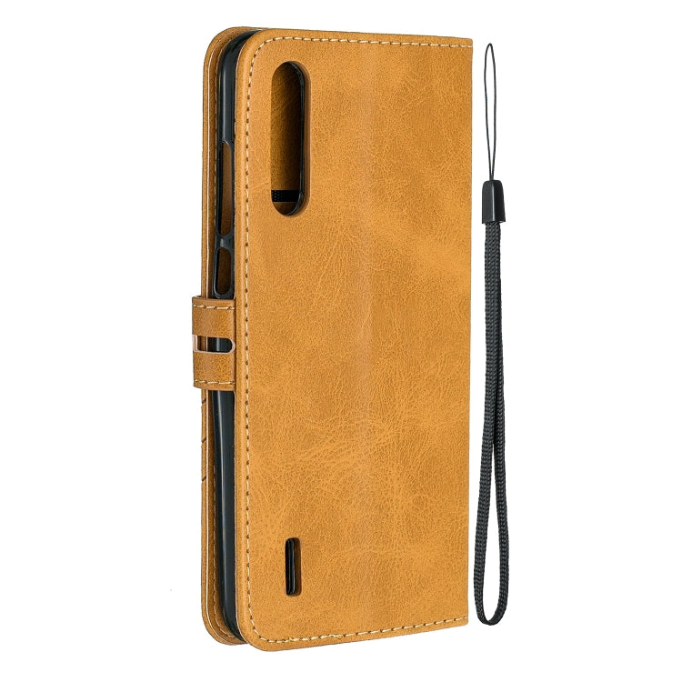 For Xiaomi Mi CC9e Stitching Style 2-Color Cow Texture Horizontal Flip PU Leather Case with Holder & Card Slot & Lanyard
