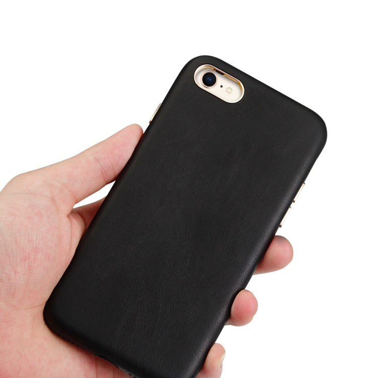 For iPhone SE 2020 & 8 & 7 Lambskin Texture Metal Button Four-Corner Full Coverage PC + Metal + PU