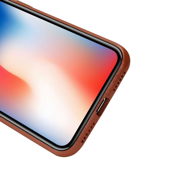 For iPhone XS Max Lambskin Texture Metal Button Four-Corner Full Coverage PC + Metal + PU