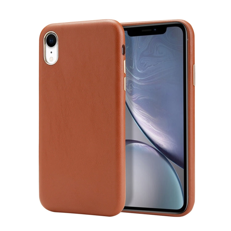 For iPhone XR Lambskin Texture Metal Button Four-Corner Full Coverage PC + Metal + PU