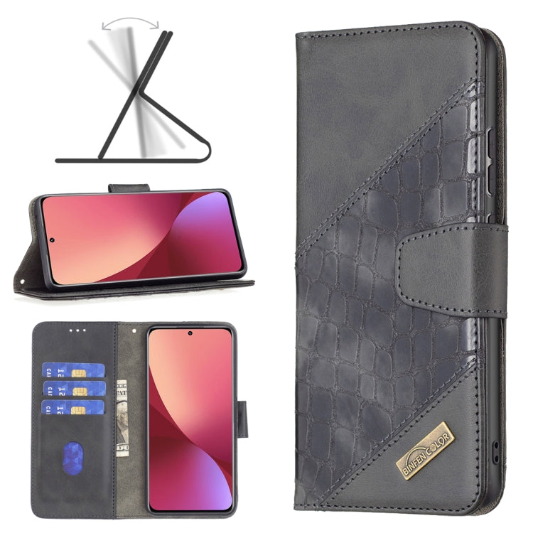 For Xiaomi 12 Matching Color Crocodile Texture PU Leather Phone Case