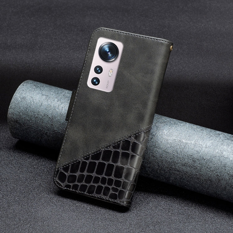 For Xiaomi 12 Matching Color Crocodile Texture PU Leather Phone Case