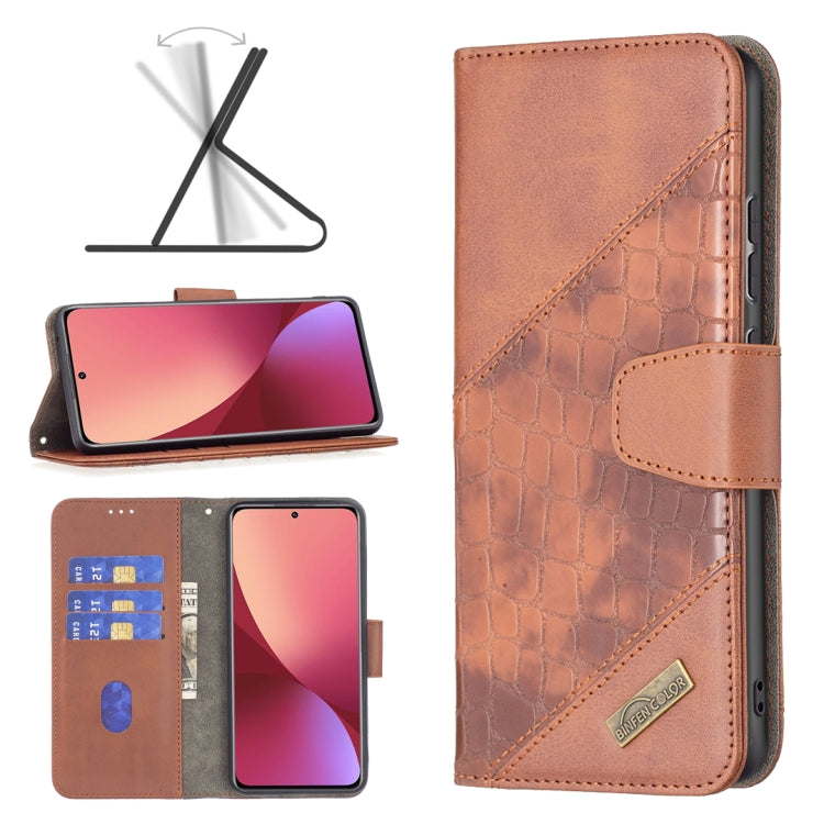 For Xiaomi 12 Matching Color Crocodile Texture PU Leather Phone Case