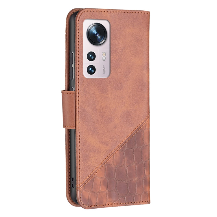 For Xiaomi 12 Matching Color Crocodile Texture PU Leather Phone Case