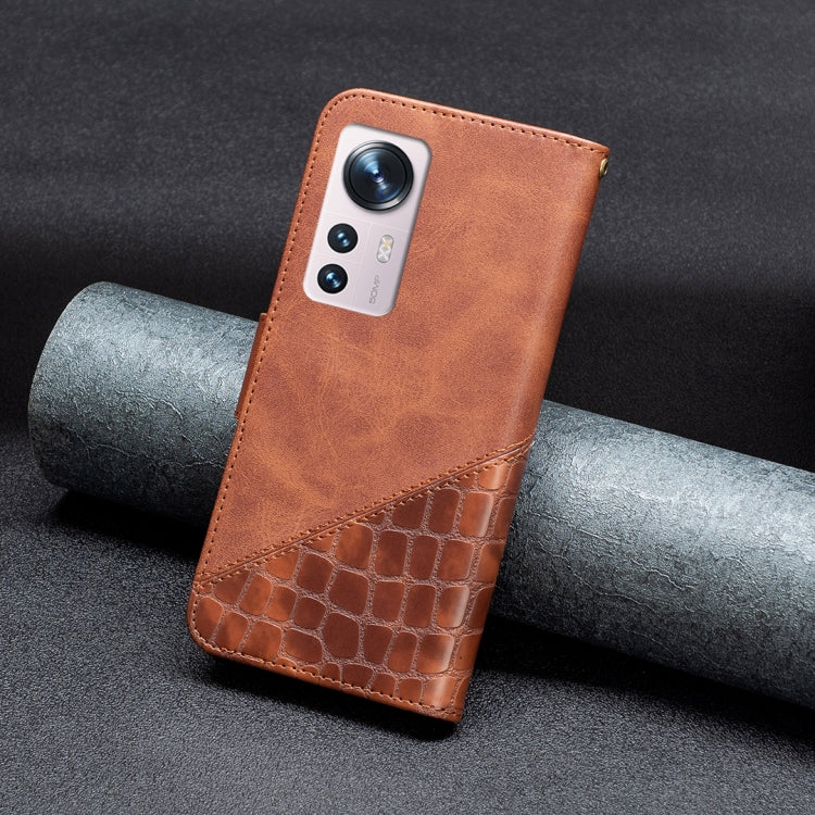 For Xiaomi 12 Matching Color Crocodile Texture PU Leather Phone Case