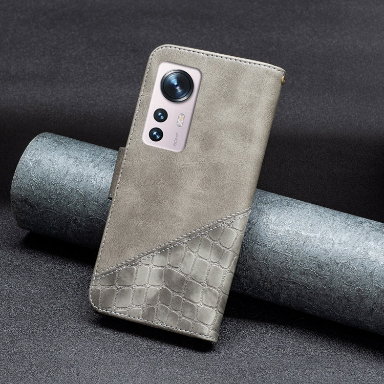 For Xiaomi 12 Matching Color Crocodile Texture PU Leather Phone Case