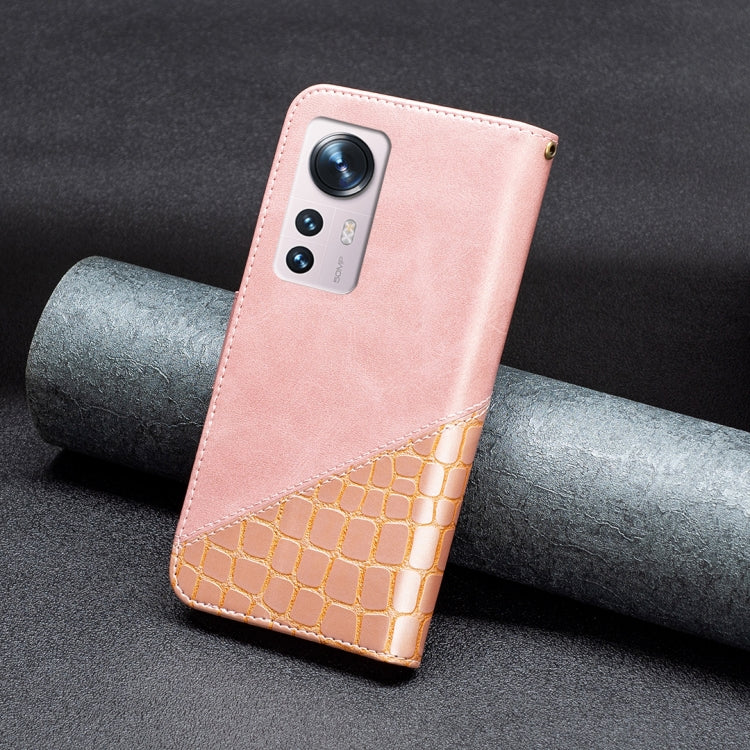 For Xiaomi 12 Matching Color Crocodile Texture PU Leather Phone Case