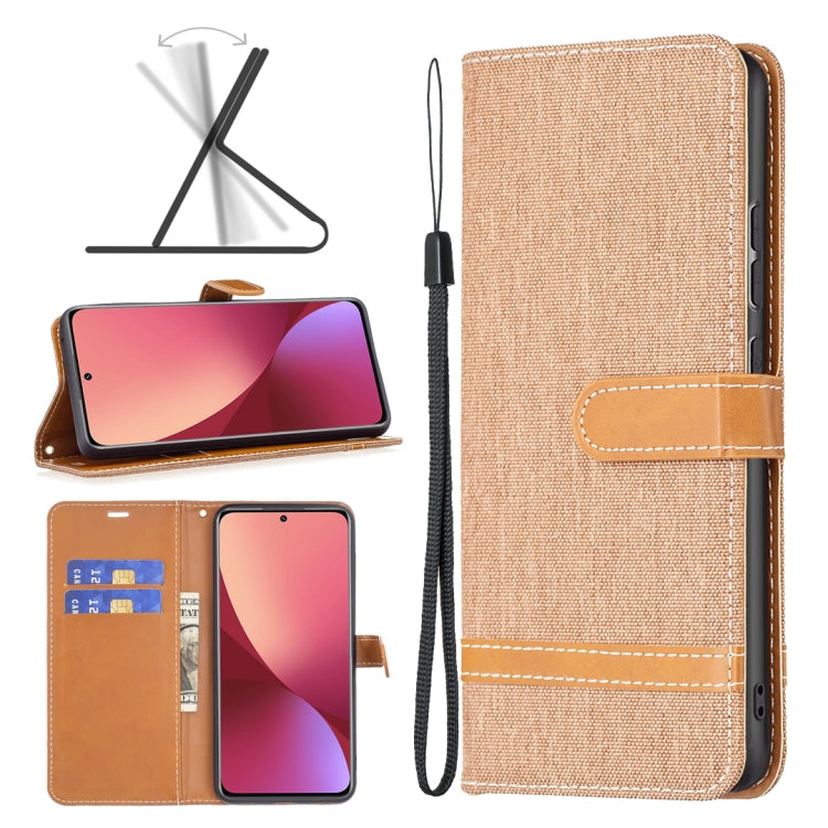 For Xiaomi 12 Color Matching Denim Texture Leather Phone Case
