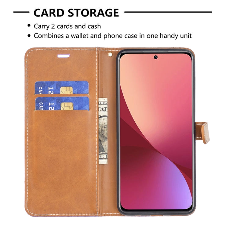 For Xiaomi 12 Color Matching Denim Texture Leather Phone Case