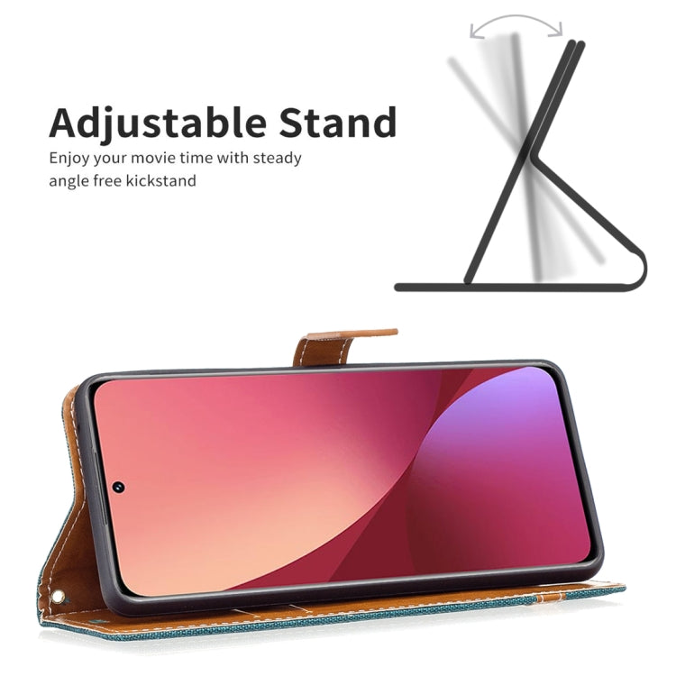 For Xiaomi 12 Color Matching Denim Texture Leather Phone Case