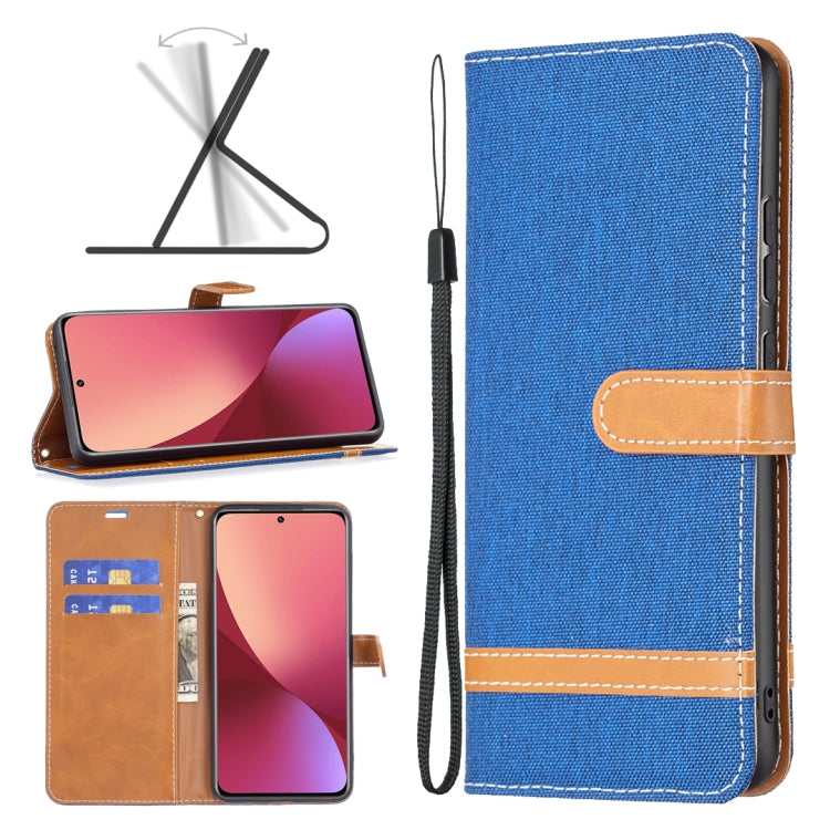 For Xiaomi 12 Color Matching Denim Texture Leather Phone Case