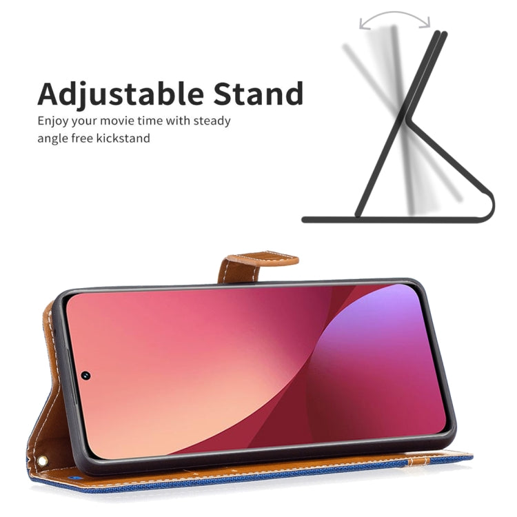 For Xiaomi 12 Color Matching Denim Texture Leather Phone Case