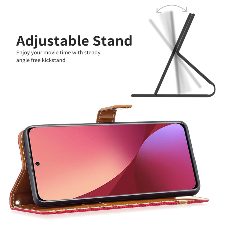 For Xiaomi 12 Color Matching Denim Texture Leather Phone Case