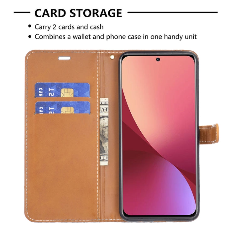 For Xiaomi 12 Color Matching Denim Texture Leather Phone Case
