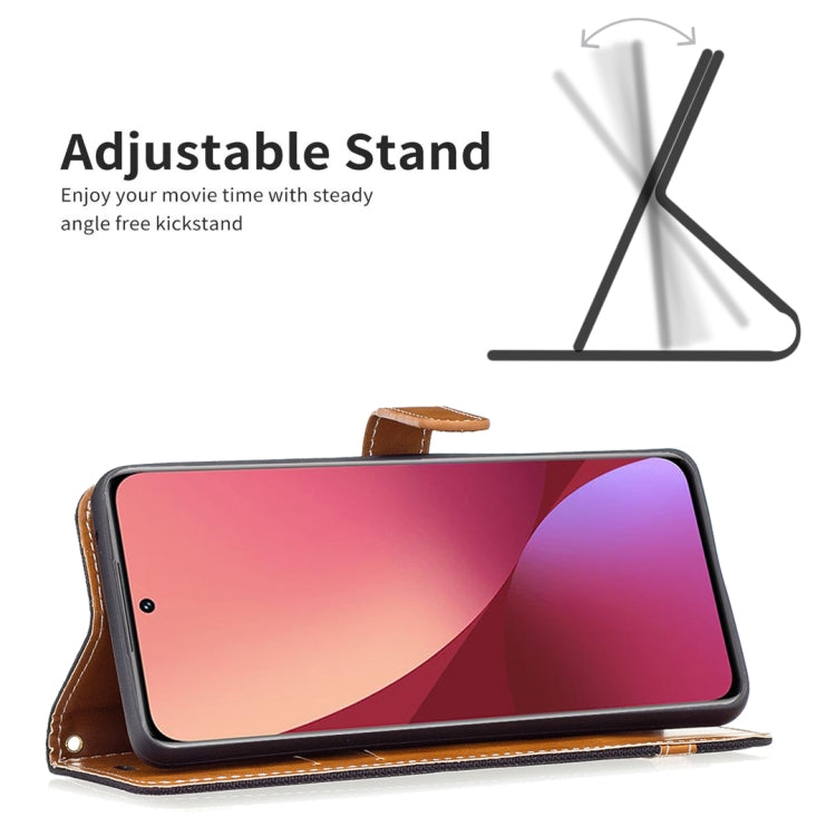 For Xiaomi 12 Color Matching Denim Texture Leather Phone Case