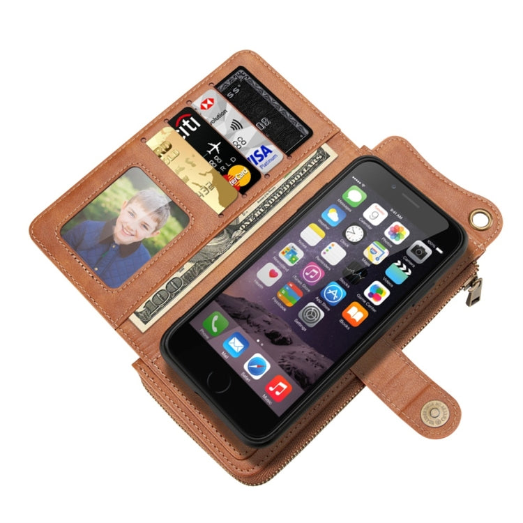 For iPhone 7 Plus / 8 Plus Multi-function PU + TPU Horizontal Flip Leather Case with Card Slots & Wallet & Photo Frame & Lanyard