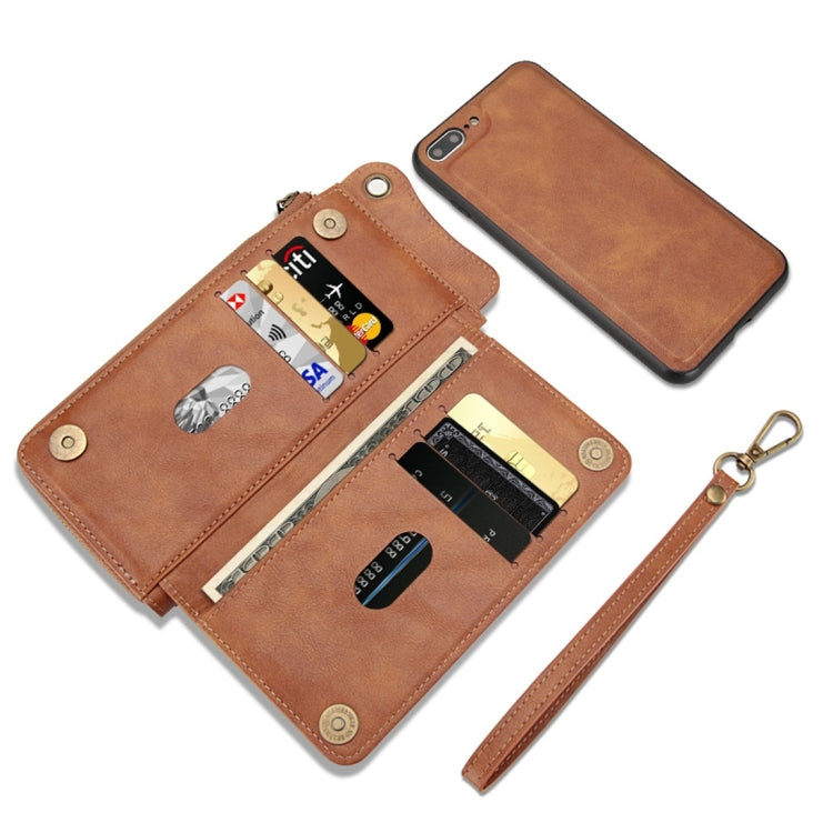 For iPhone 7 Plus / 8 Plus Multi-function PU + TPU Horizontal Flip Leather Case with Card Slots & Wallet & Photo Frame & Lanyard