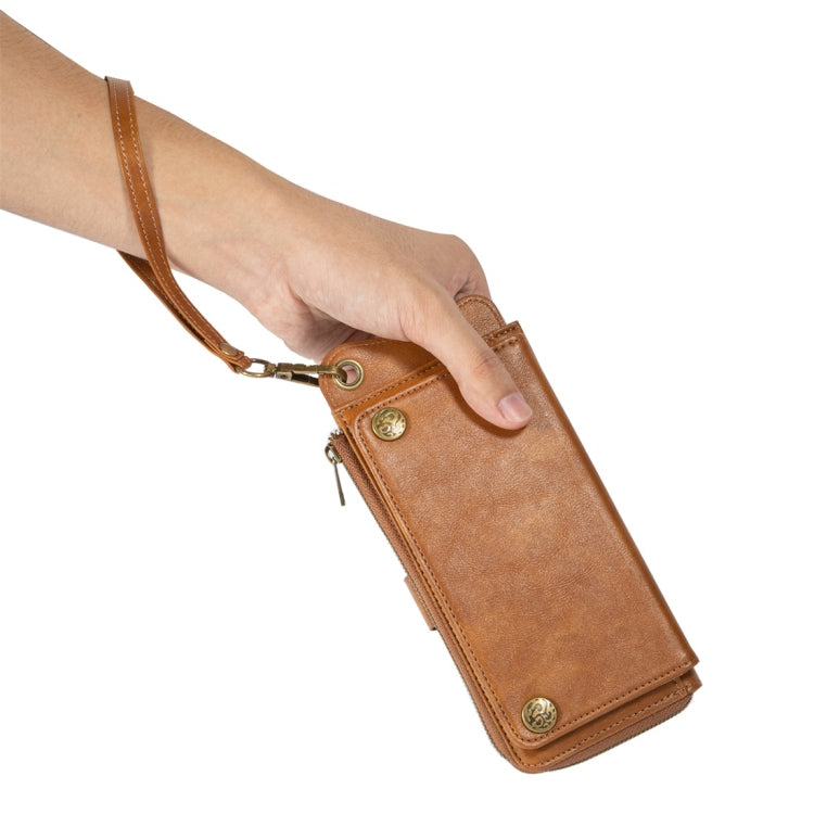 For iPhone 11 Pro Max Multi-function PU + TPU Horizontal Flip Leather Case with Card Slots & Wallet & Photo Frame & Lanyard(Light Brown)