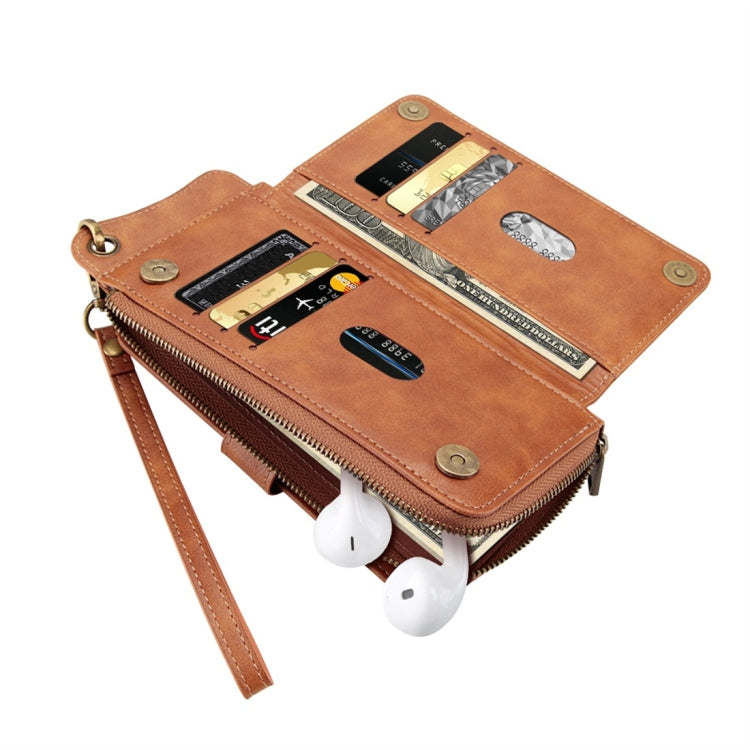 For iPhone X / XS Multi-function PU + TPU Horizontal Flip Leather Case with Card Slots & Wallet & Photo Frame & Lanyard(Light Brown)