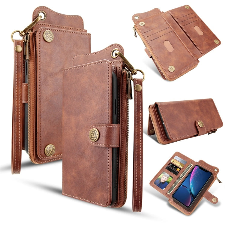For iPhone XR Multi-function PU + TPU Horizontal Flip Leather Case with Card Slots & Wallet & Photo Frame & Lanyard(Dark Brown)